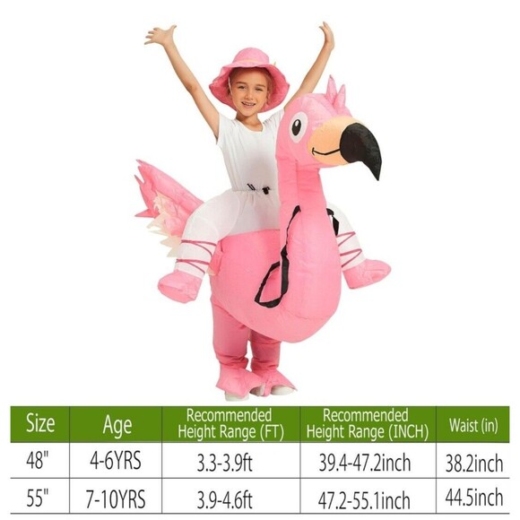 Ride Flamingo Inflatable Costume Ages 7 To 10 - Picture 3 of 3